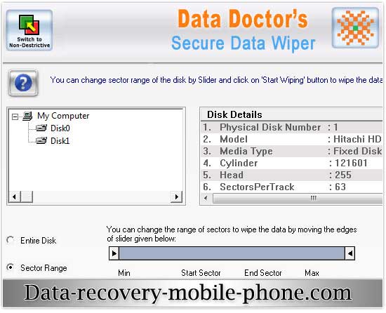 Screenshot of Hard Disk Wiping Software