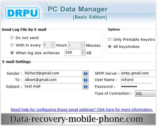 Screenshot of Spy Keylogger 5.0.1.5