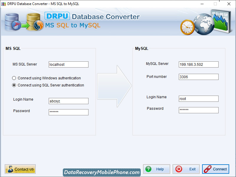 MSSQL to MySQL screen shot