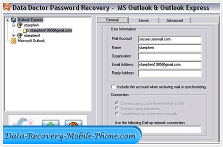 Outlook and Outlook Express Password Recovery Software screenshot