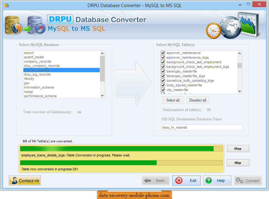 MySQL to MSSQL Database Converter Screenshot