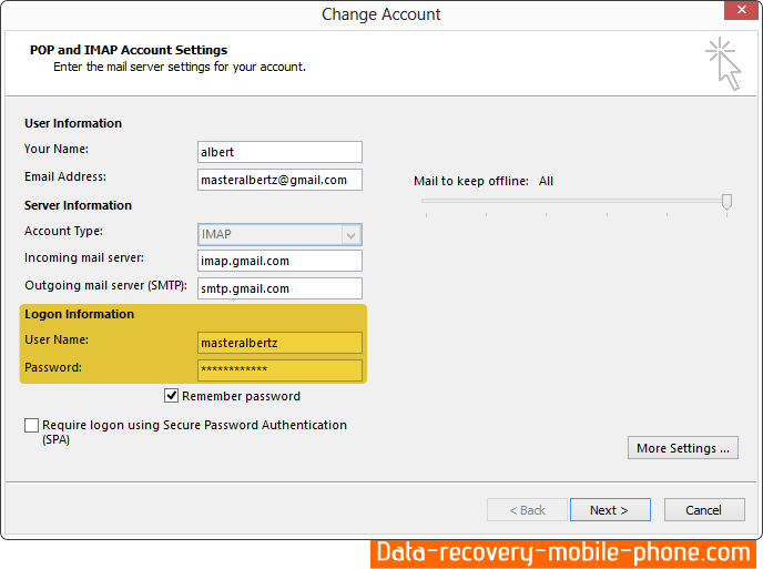Recover password by dragging lens over it
