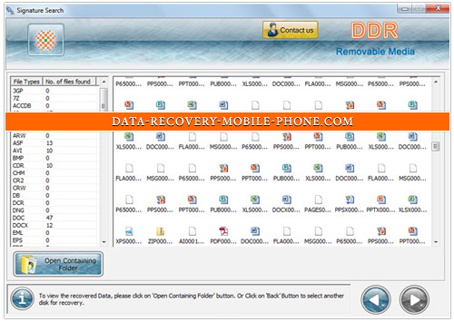 Removable media data recovery software screenshot