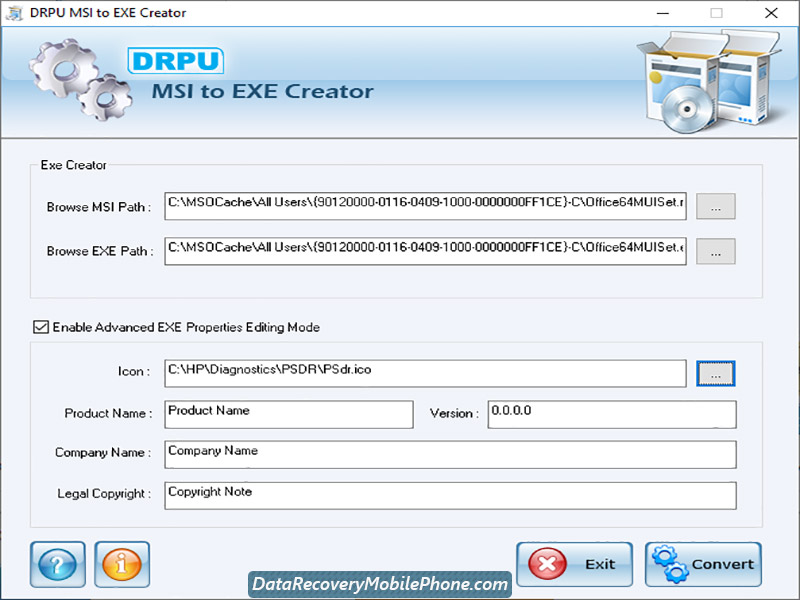 Screenshot of MSI to EXE Creator 6.0.1.3