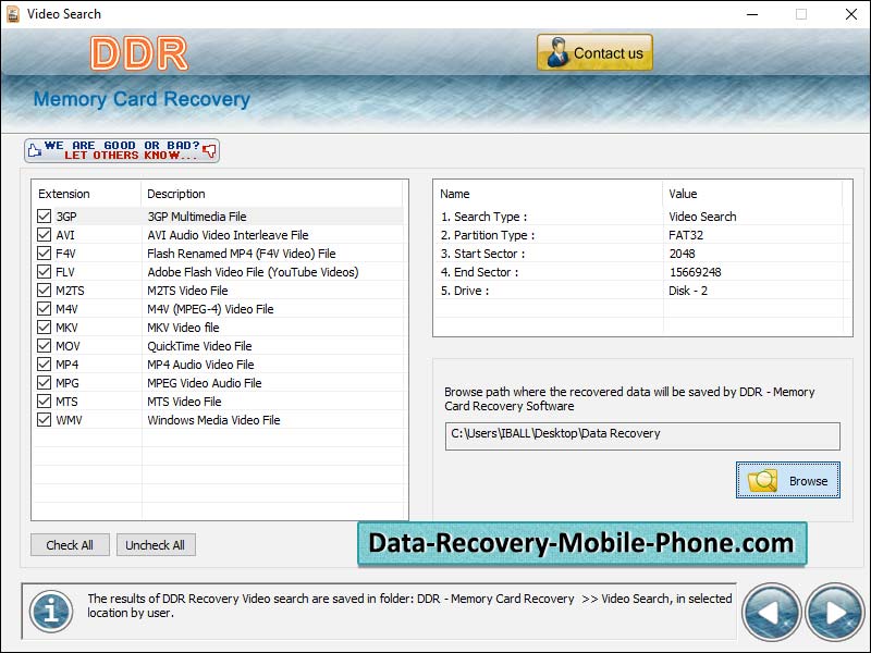 Screenshot of Memory Card Files Recovery