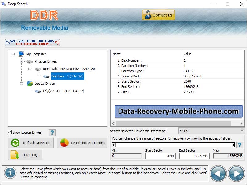 Screenshot of Data Recovery for Removable Media 5.3.3.8