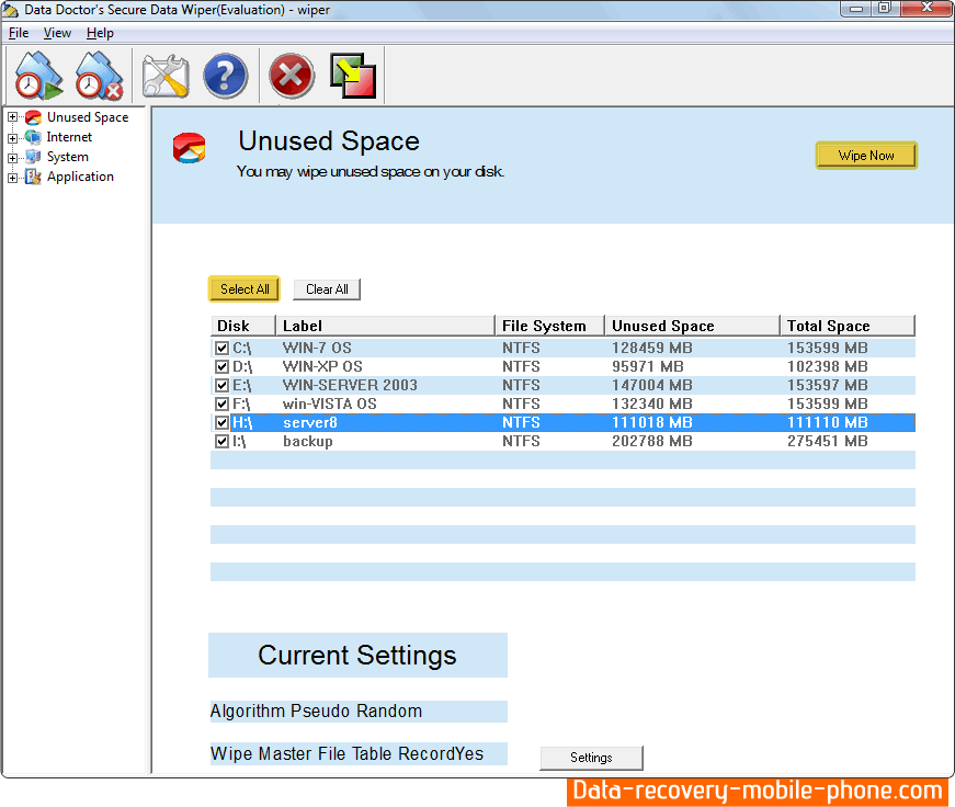 Data Wiper Software Screenshot