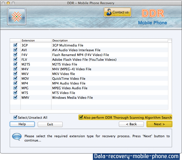Select extension of deleted files