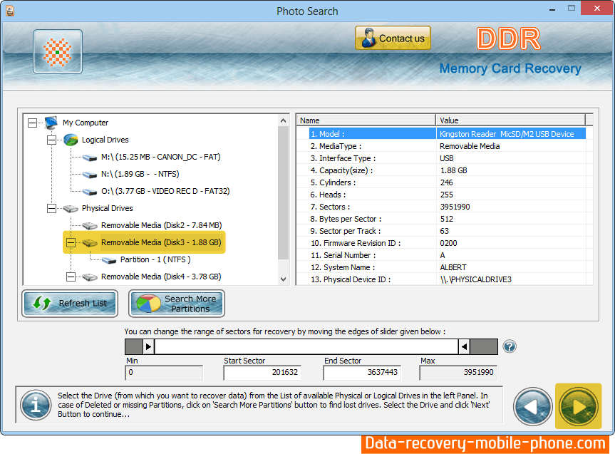 Select your removable media