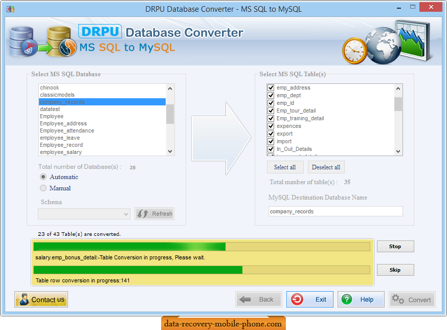 MSSQL to MySQL Database Converter Screenshot