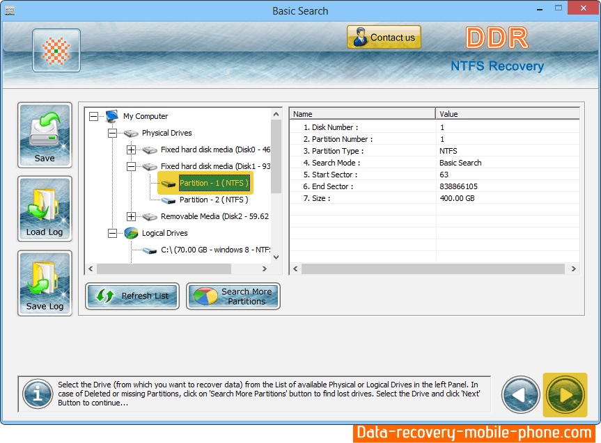Data Recovery for NTFS file system Screenshot