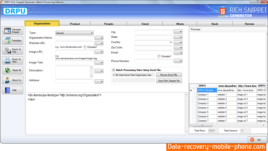 Rich Snippet Generator (Batch Processing) Screenshot