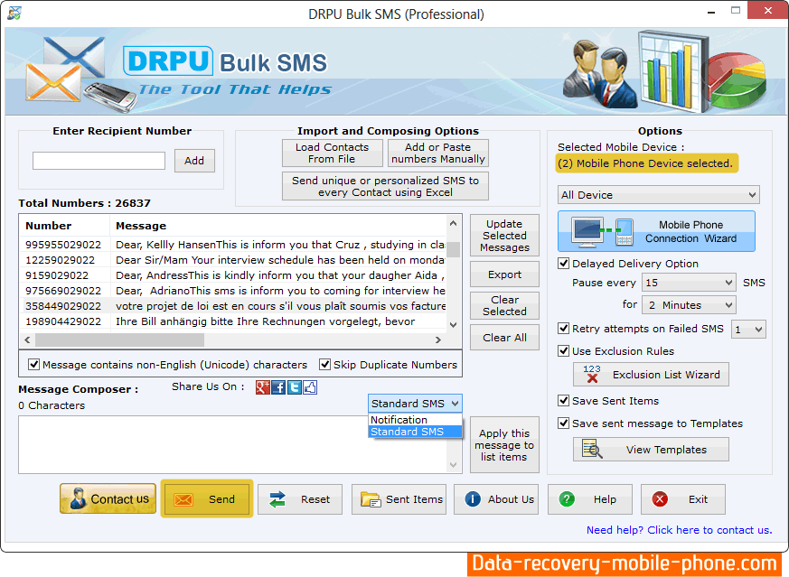 Bulk SMS Software – Professional Screenshot