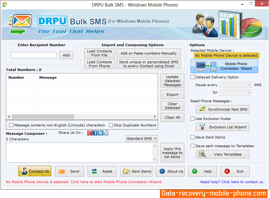 Click on Mobile Phone Connection Wizard